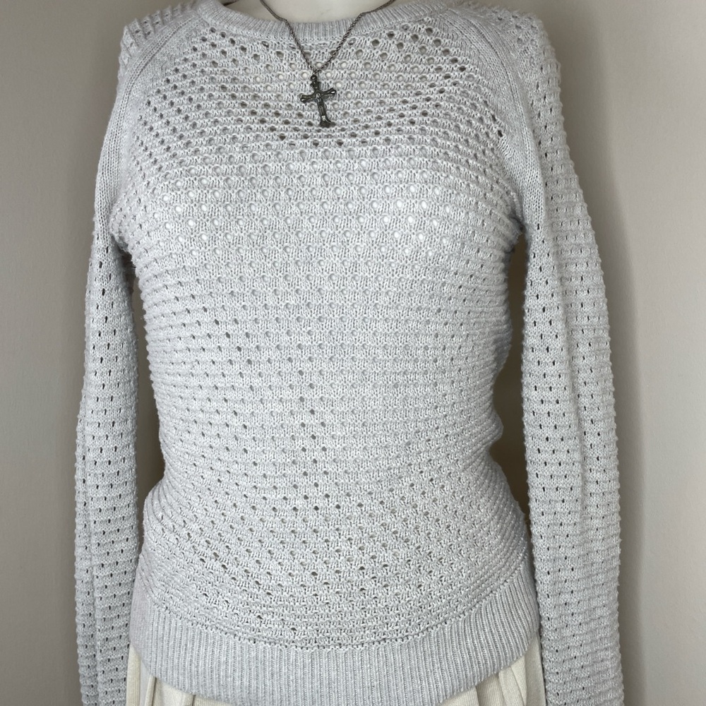 Max Studio Light Gray Button-Back Womens Sweater … - image 7